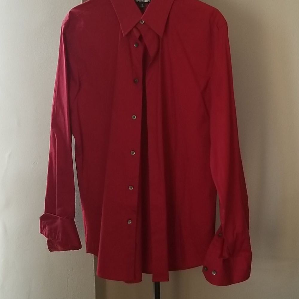 Express Mix Red Dress Shirt modern fit